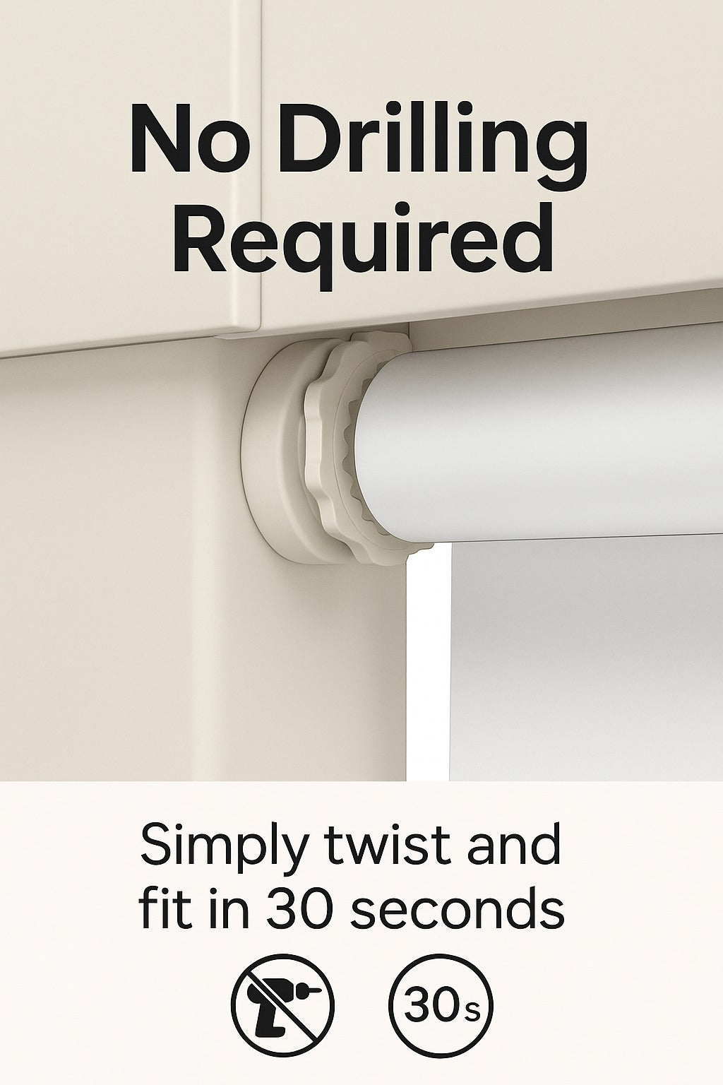 Insta Fit No Drill Azalea sheer 5% White Roller Blinds - Fit in 30 Secs
