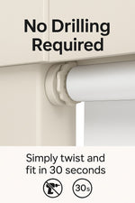 Insta Fit No Drill Azalea sheer 5% White Roller Blinds - Fit in 30 Secs
