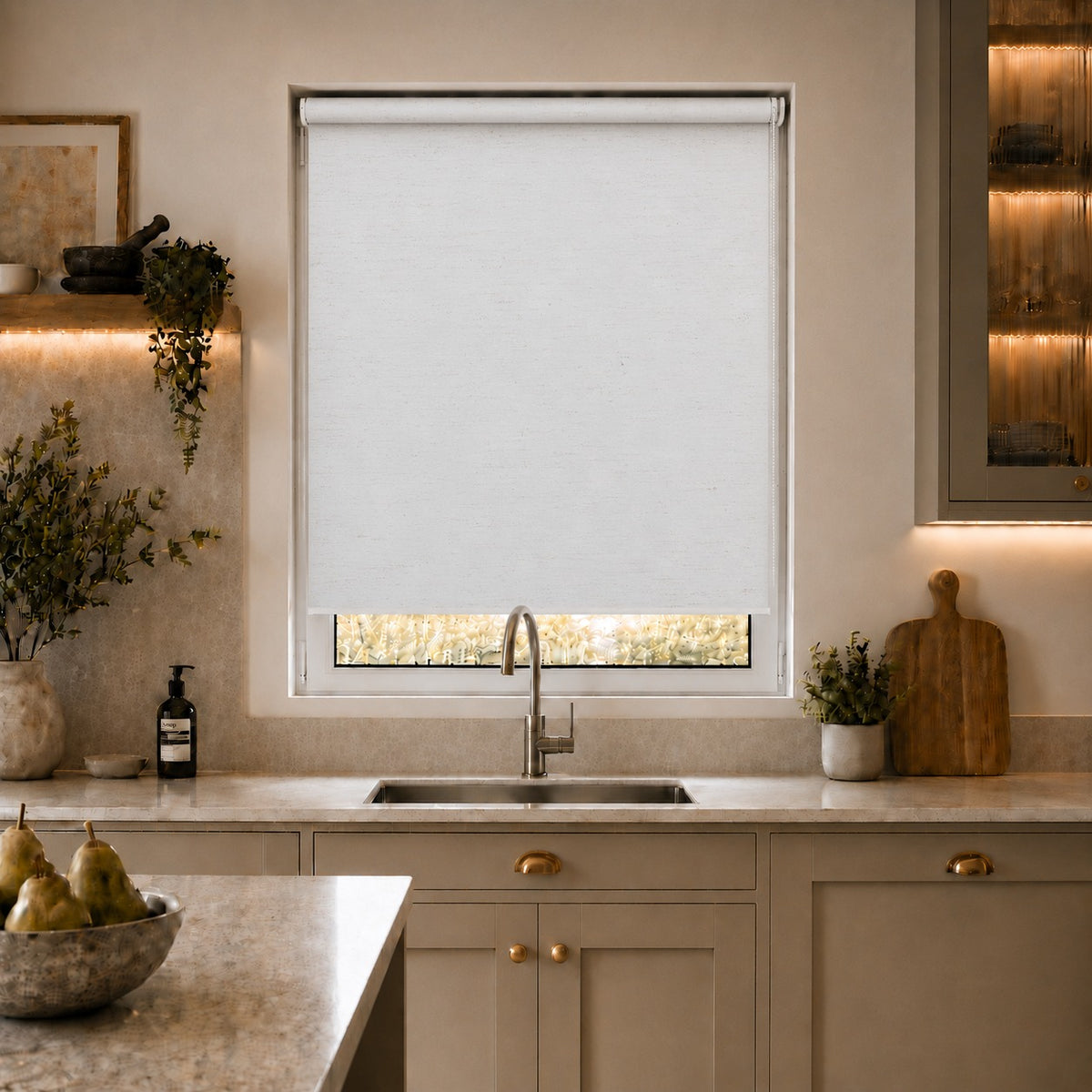 Linenweave Blackout Moonstone Roller Blind