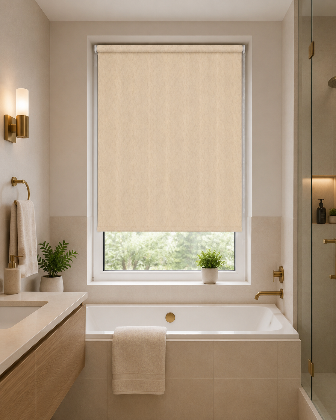 Gravity Beige - PVC Blackout Waterproof Roller Blind