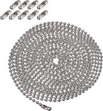 3 Meter Silver Beaded Pull Chain Extension with Connector for Ceiling Light Fan