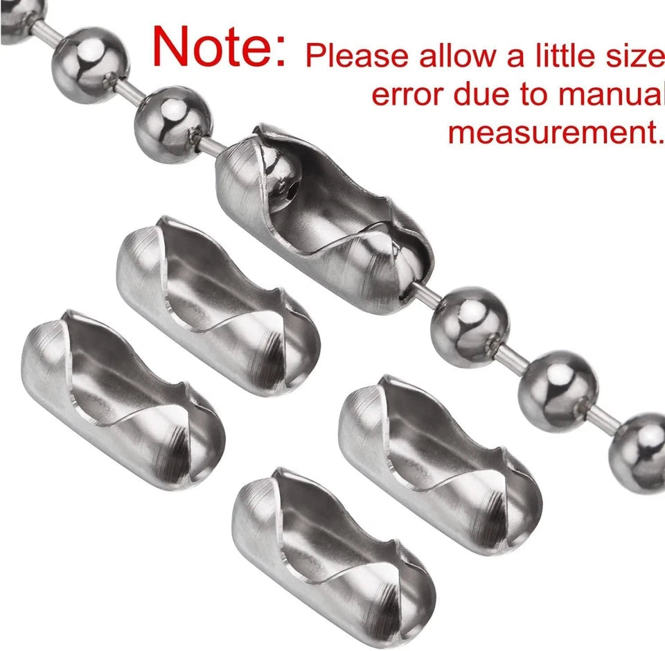 3 Meter Silver Beaded Pull Chain Extension with Connector for Ceiling Light Fan