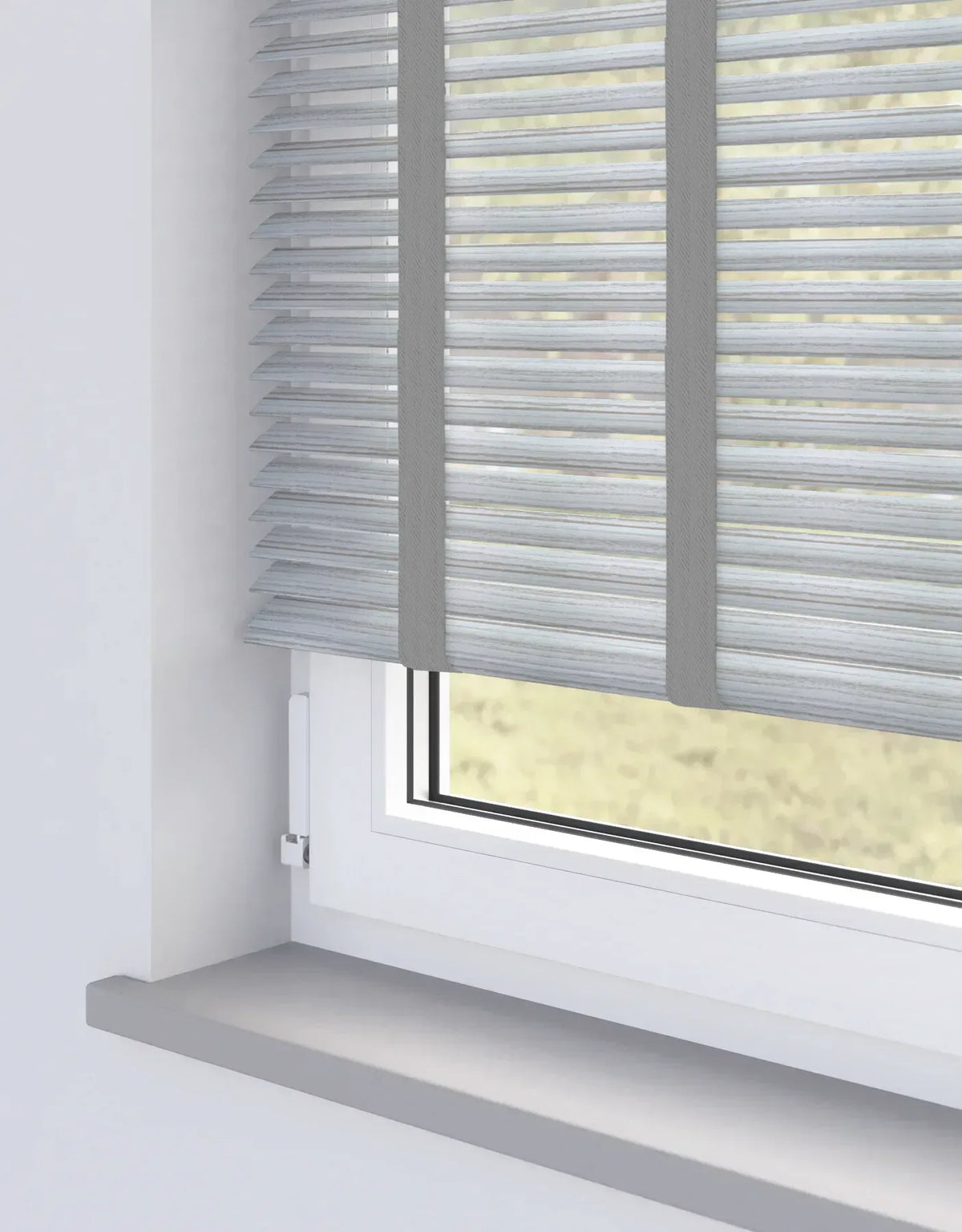 AquawoodGrey FauxWooden Blind With Tape - 50mm