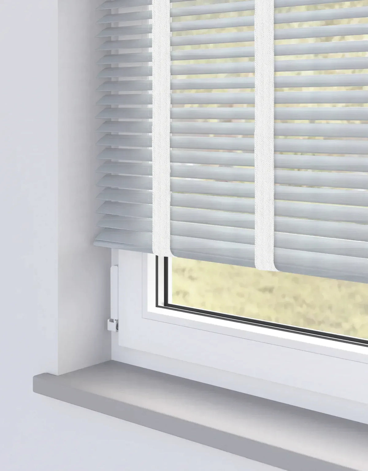 Aquawood White Grain Faux Wooden Blind With Tape - 50mm