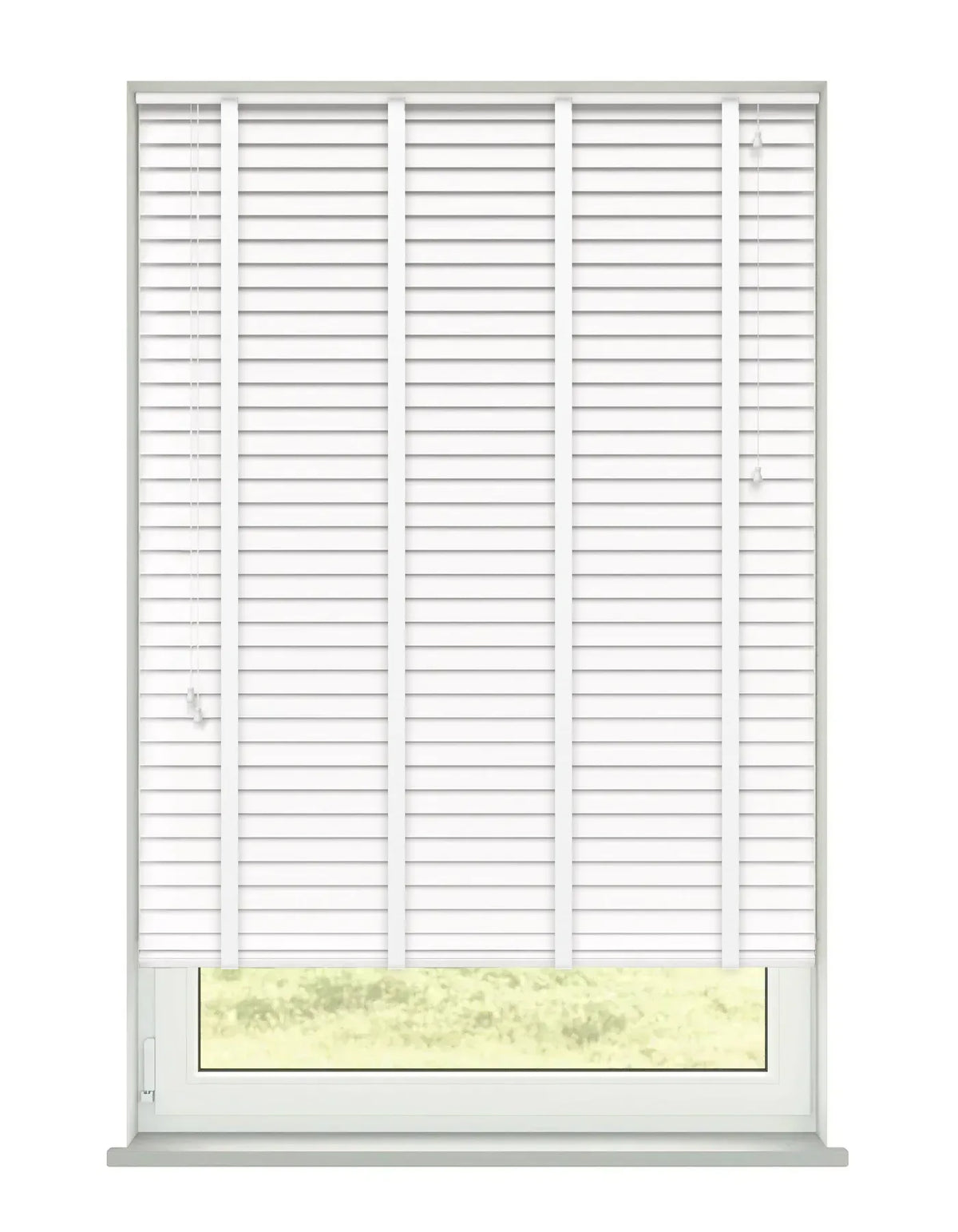Aquawood White Smooth Faux Wooden Blind With Tape - 50mm