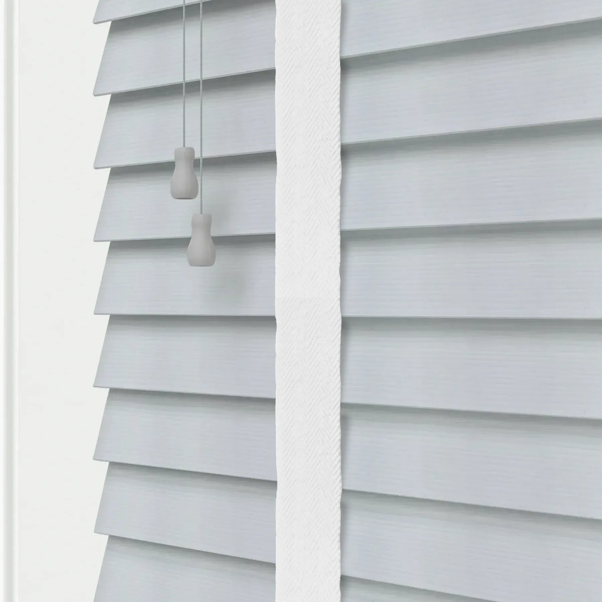 Aquawood White Grain Faux Wooden Blind With Tape - 50mm