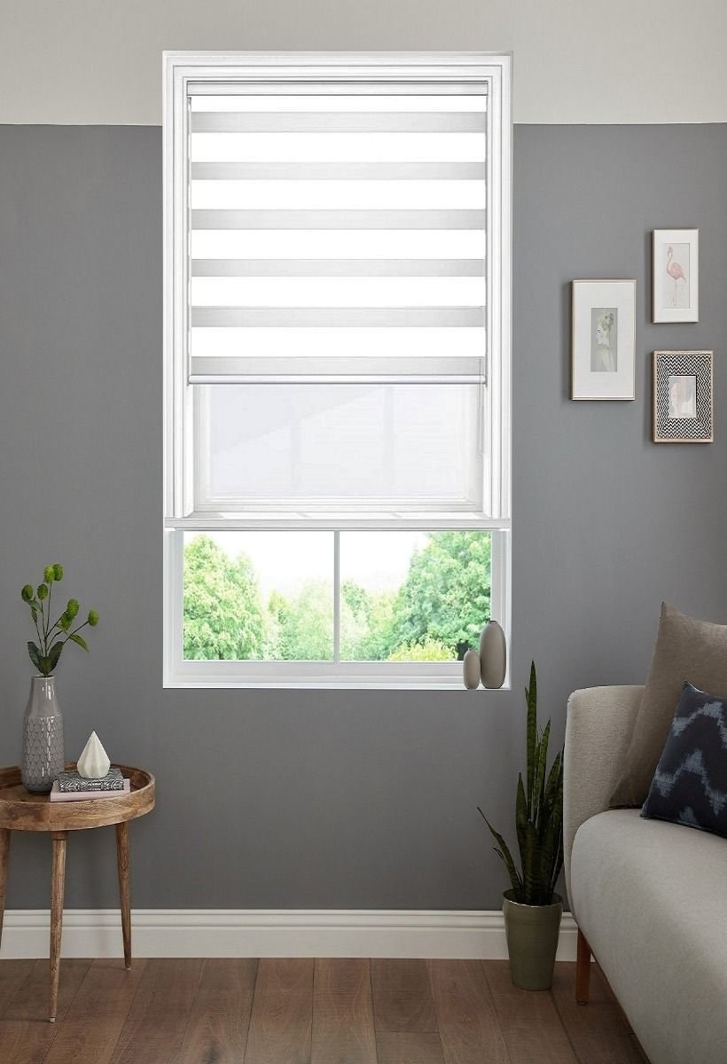 Plain Soft White Day And Night Blinds– 1Clickbilnds