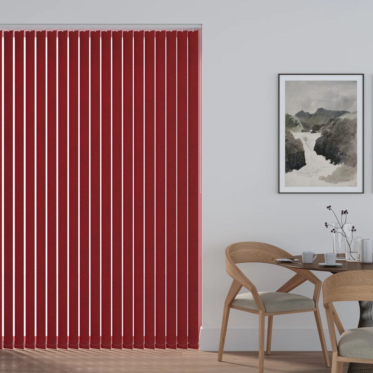 Cloud Block Out Duo Red Vertical Blind