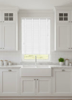 Aquawood White Smooth Faux Wooden Blind With Tape - 50mm