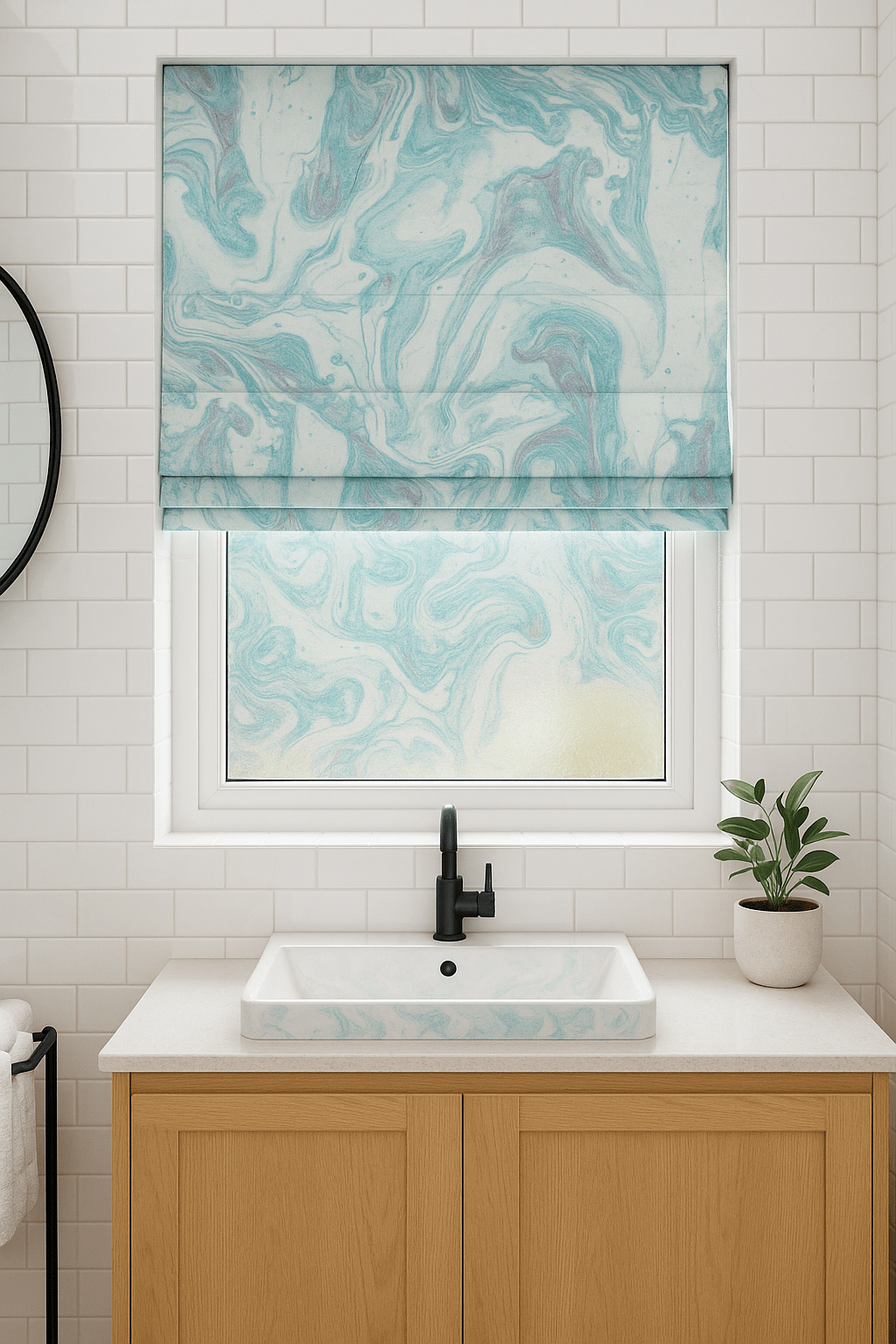Arena Ripple Teal Roman Blind