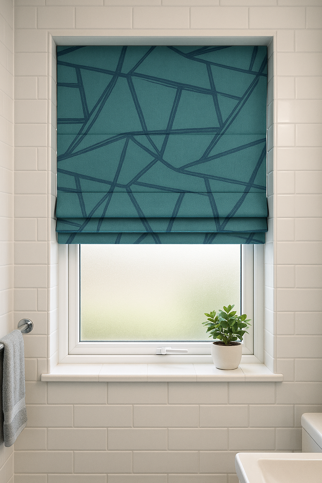 Arena Persepective Teal Roman Blind