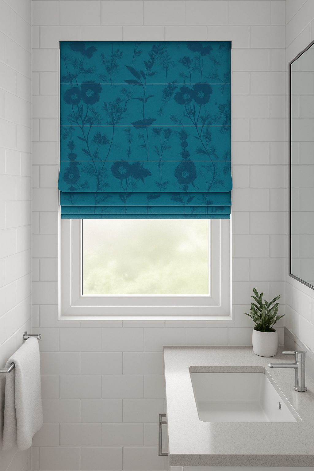 Arena Wren Teal Roman Blind