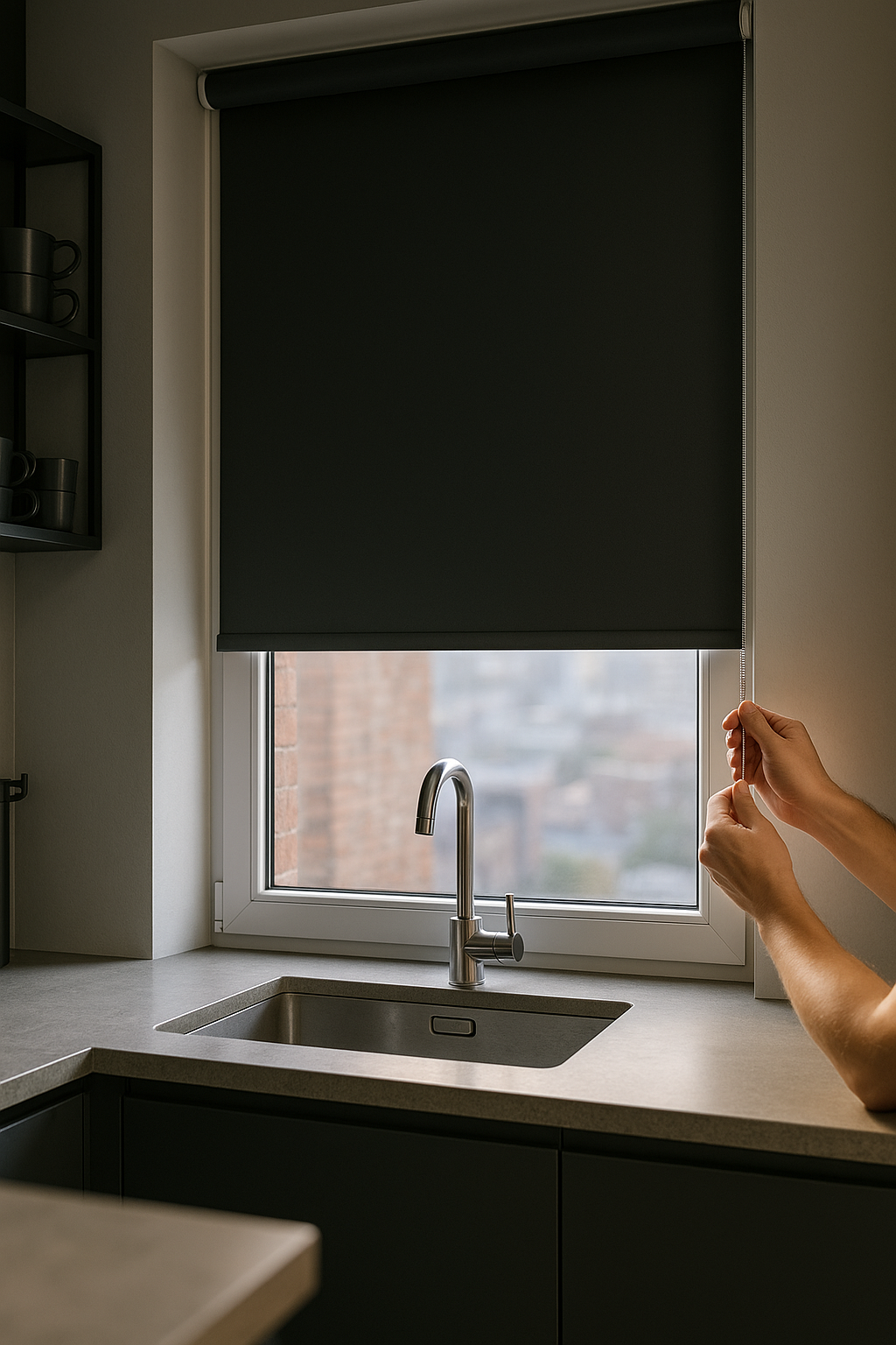 Atlantex Black Electrical Roller Blind