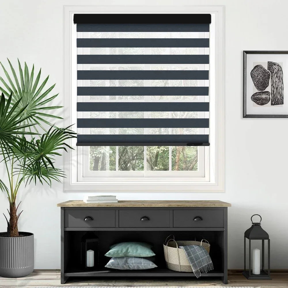 Blackout Pitch Charcoal Grey Motorised Day and Night Blind