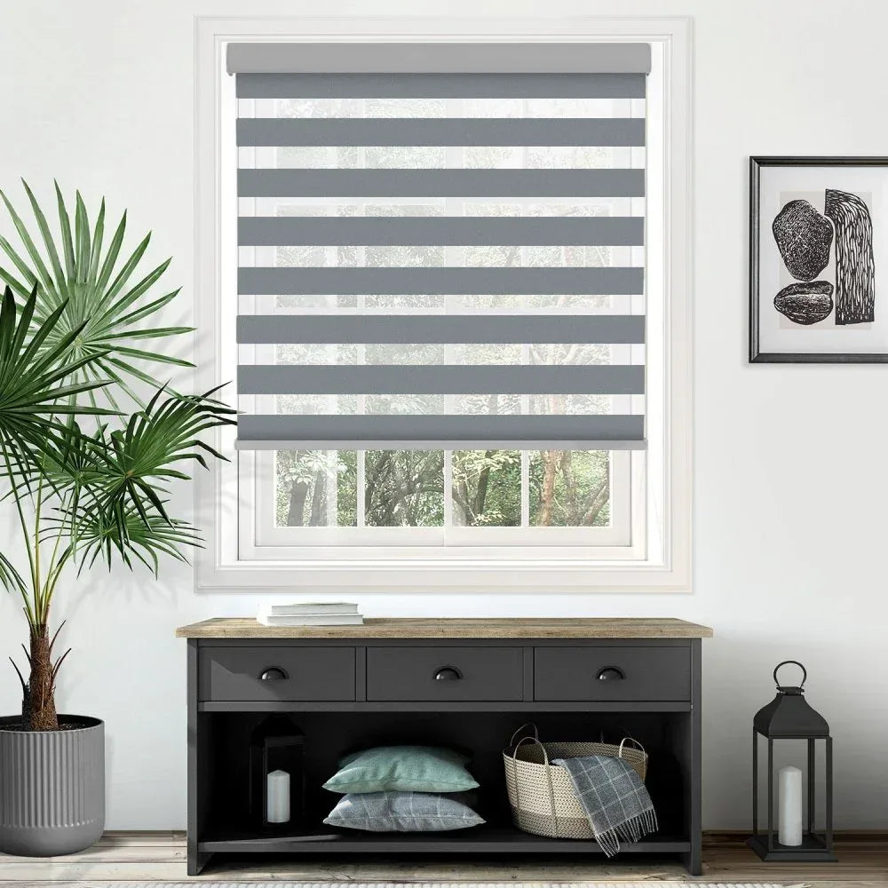 Blackout Pitch Silver Motorised Day and Night Blind