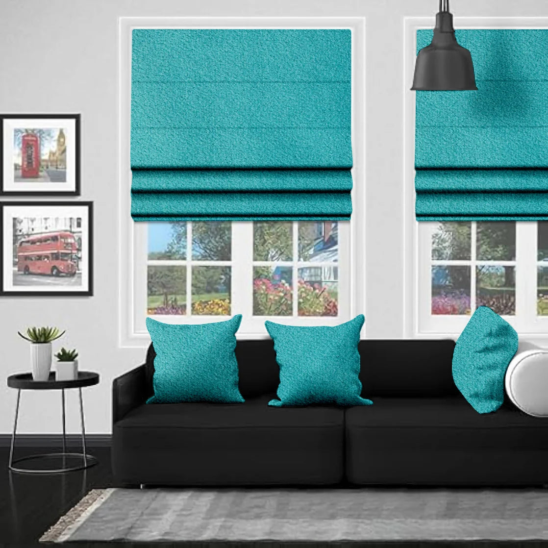 EB Bursa Soft Velvet Turquoise Roman Blind