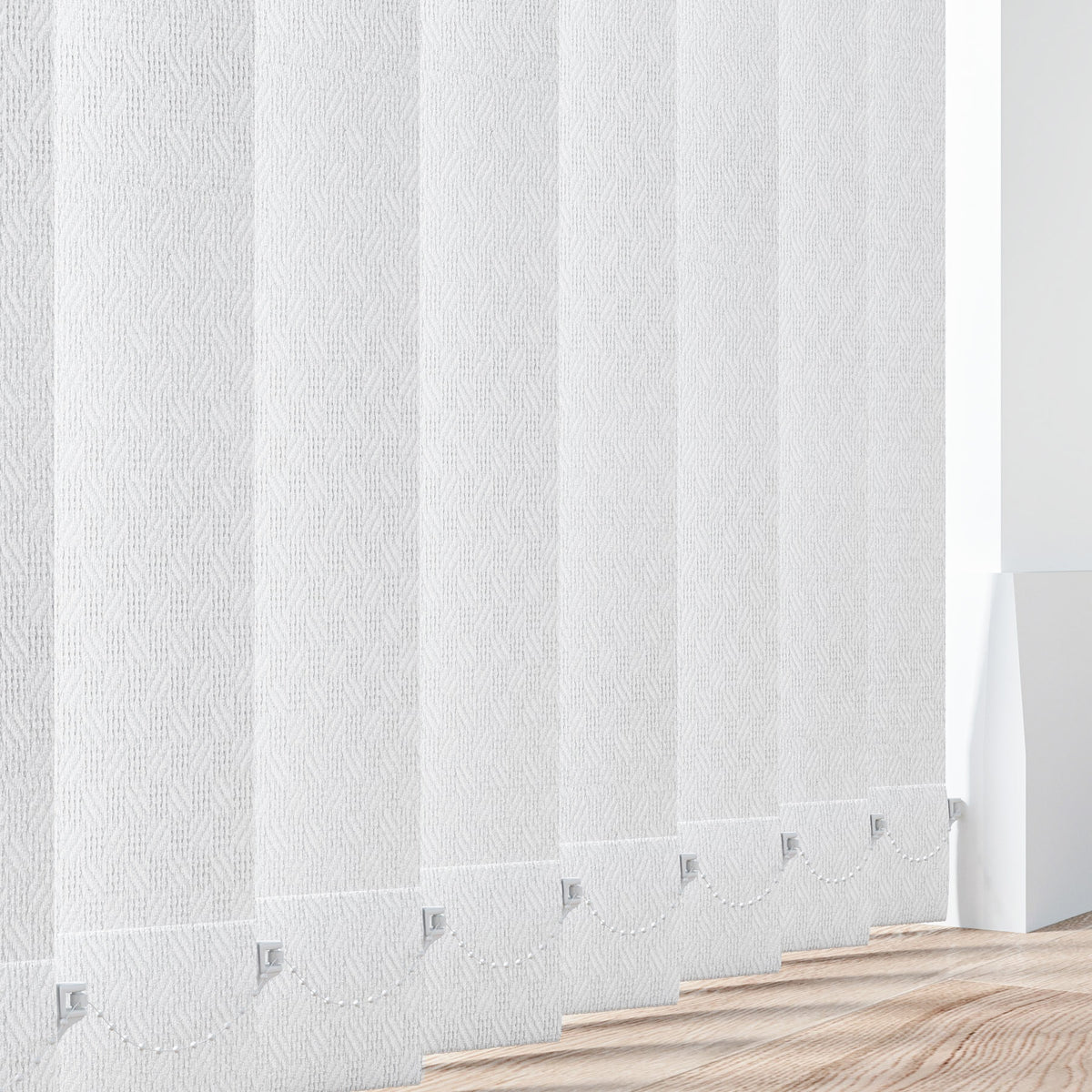 Cross Stich White Vertical Blind