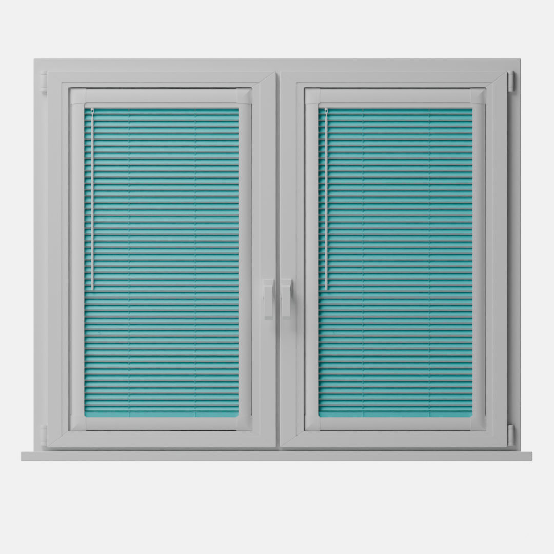 Perfect Fit No Drill Metal Blind - Electric Aqua- 25mm
