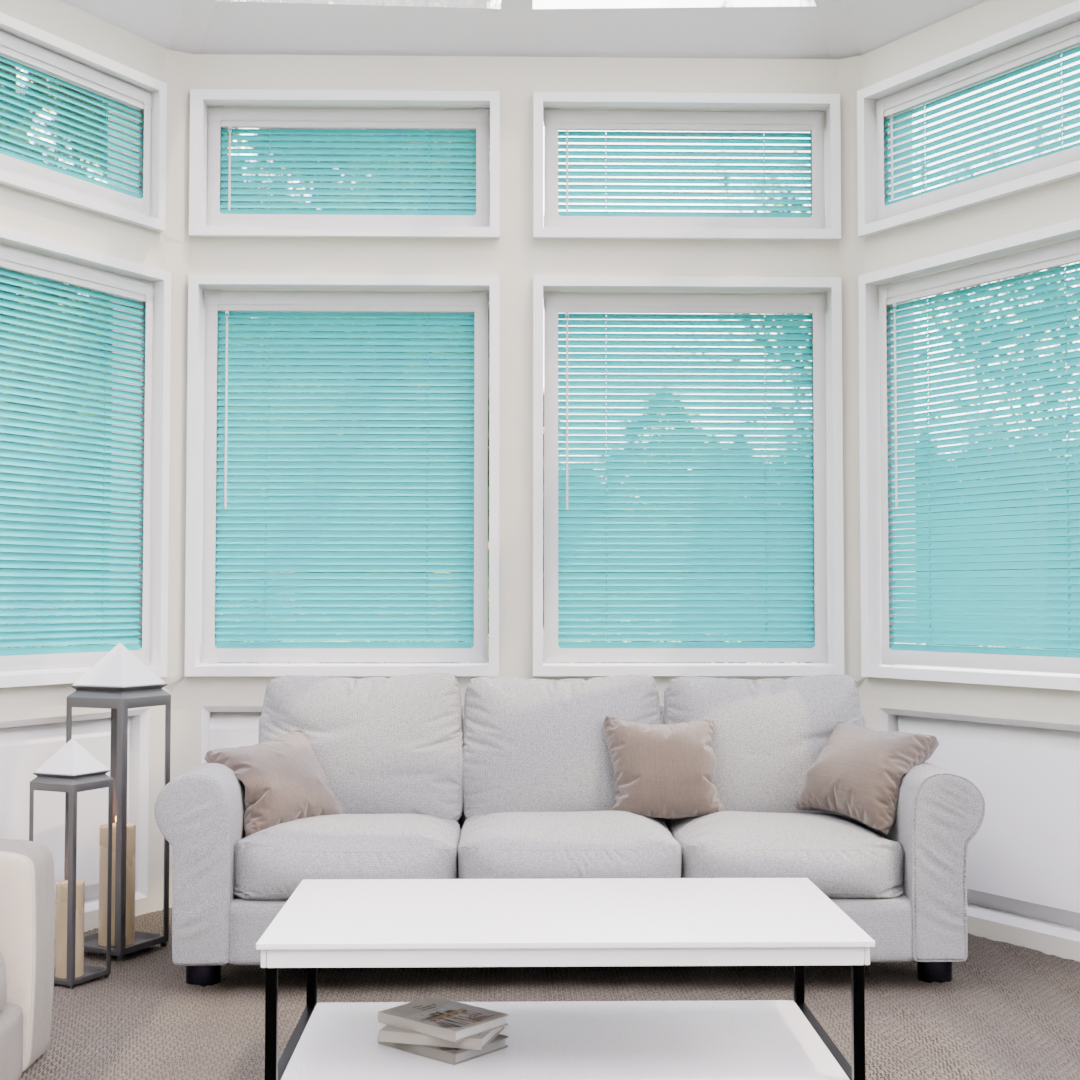 Perfect Fit No Drill Metal Blind - Electric Aqua- 25mm