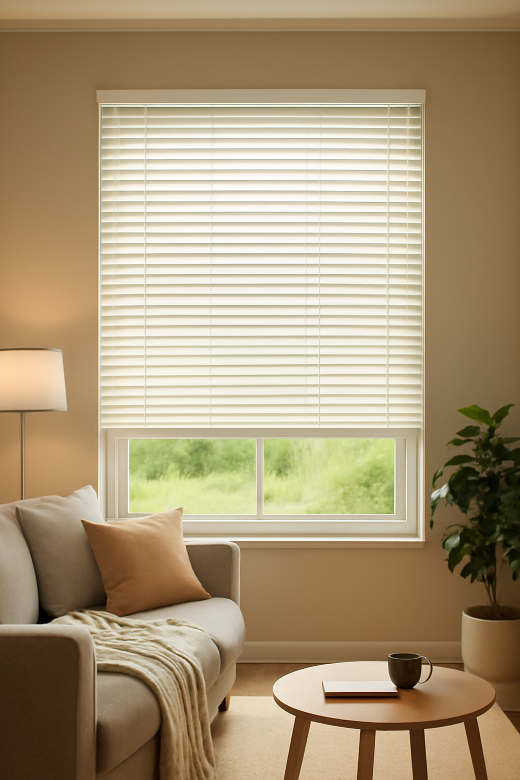 Expressions Cool White Faux Wooden Blind - 50mm