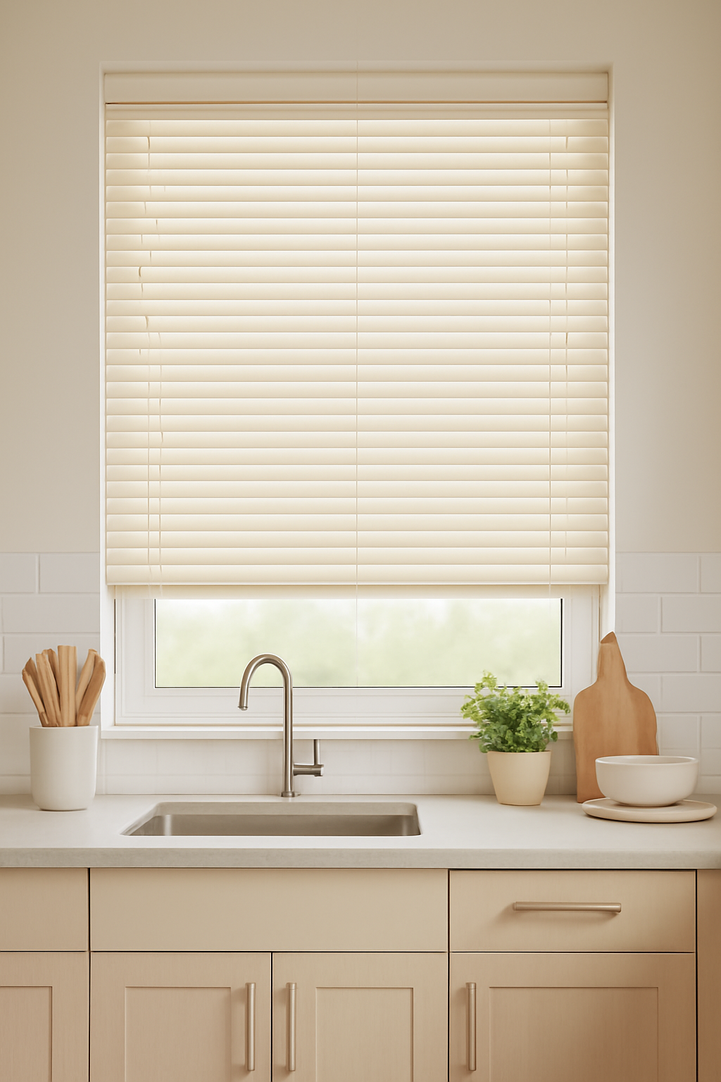 Expressions Cool White Faux Wooden Blind - 50mm