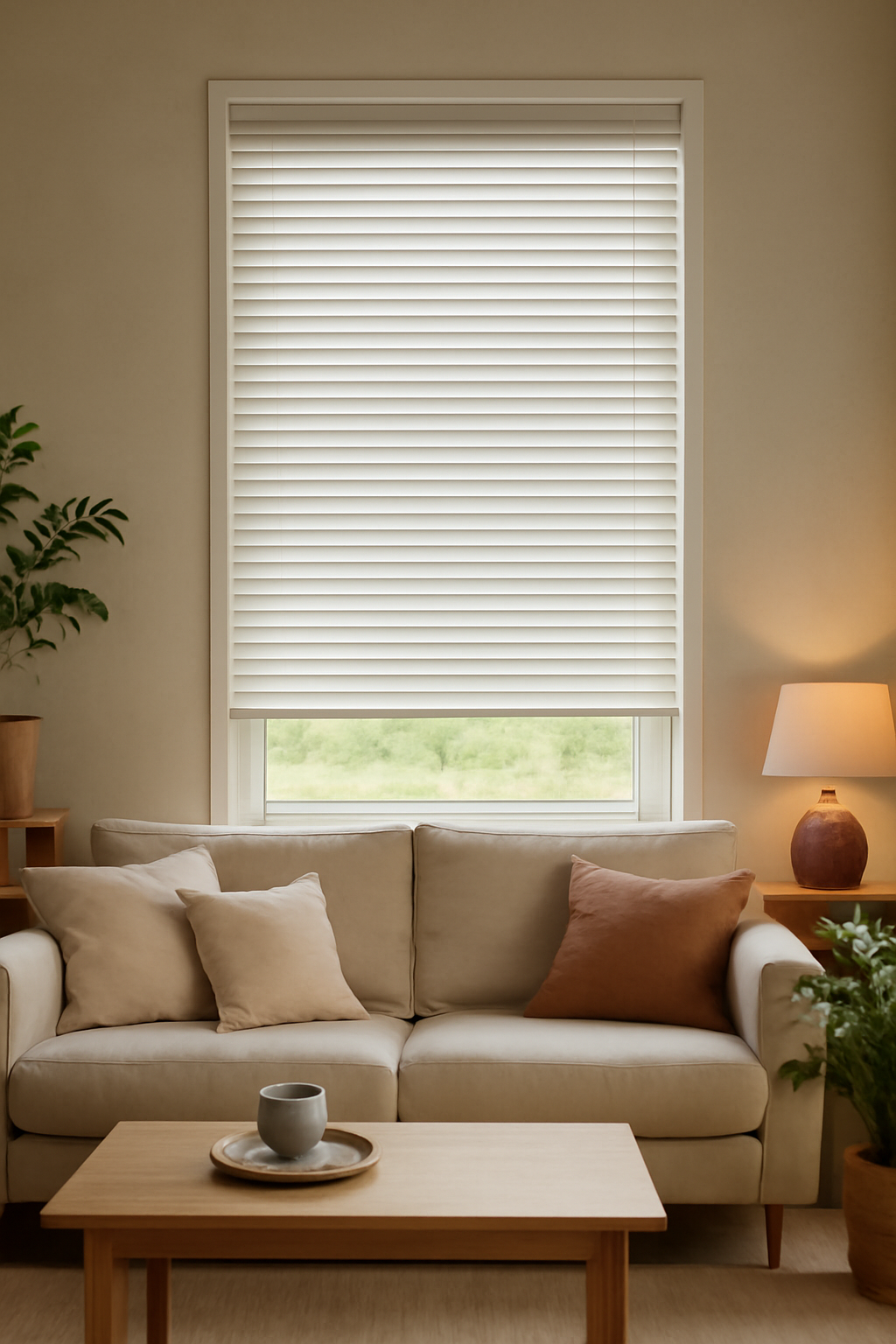 Expressions Highshine White Faux Wooden Blind - 50mm
