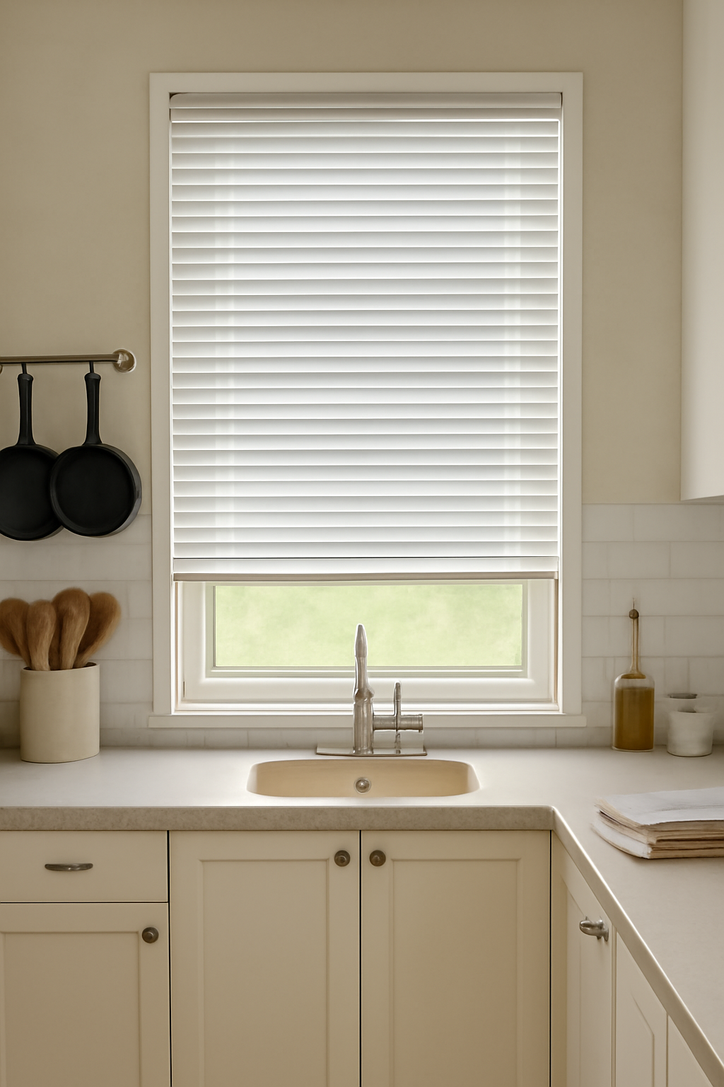 Expressions Highshine White Faux Wooden Blind - 50mm