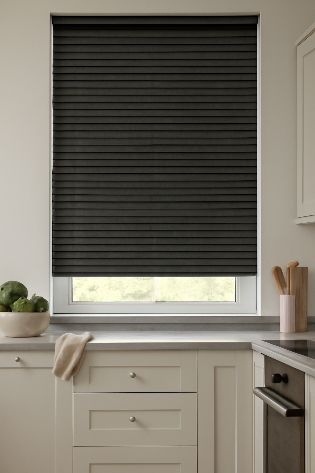Expressions Raven Black Faux Wooden Blind - 50mm