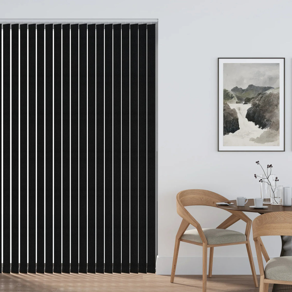 Feather Weave Black Vertical Blind