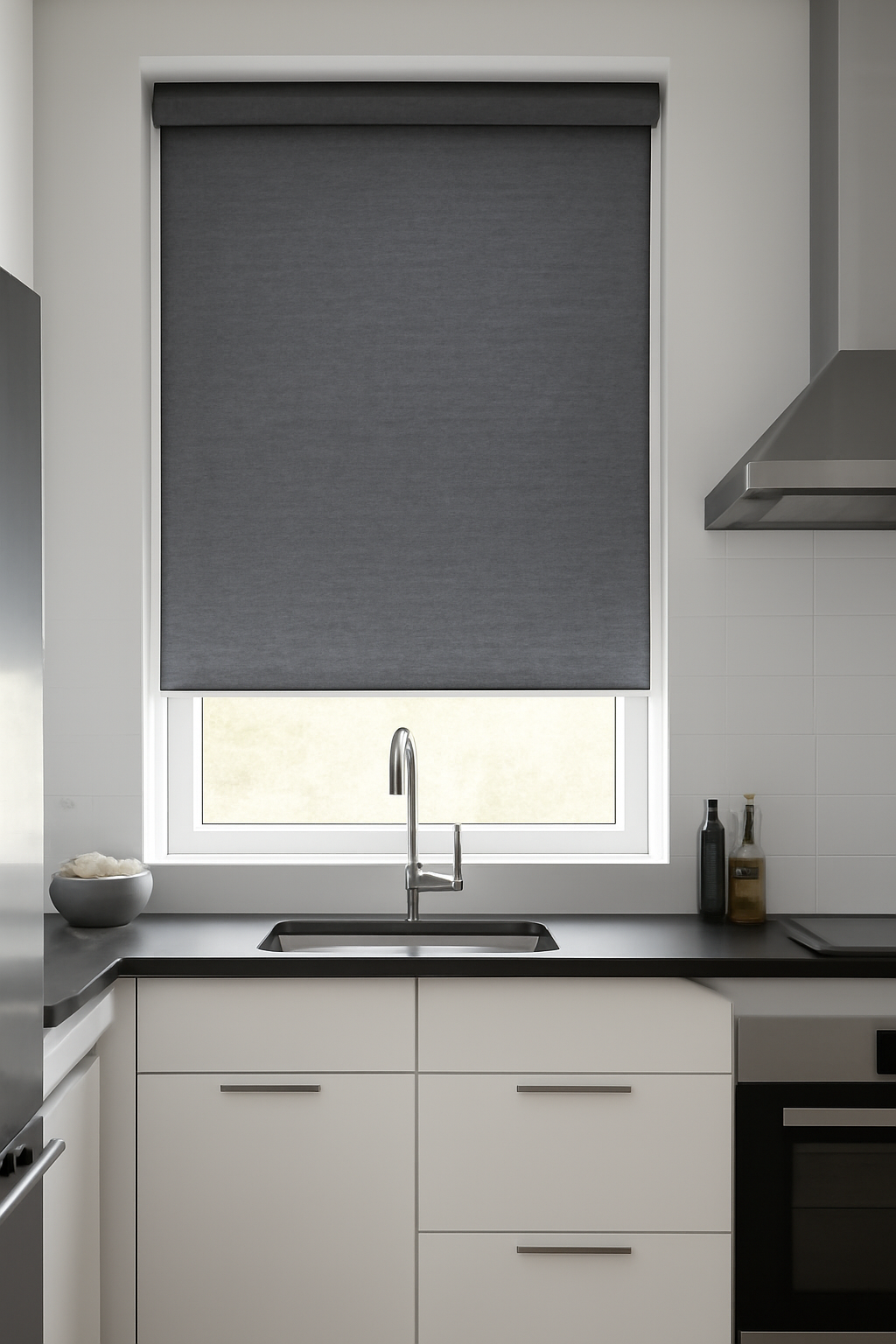 Linenweave Blackout Charcoal Electrical Roller Blind