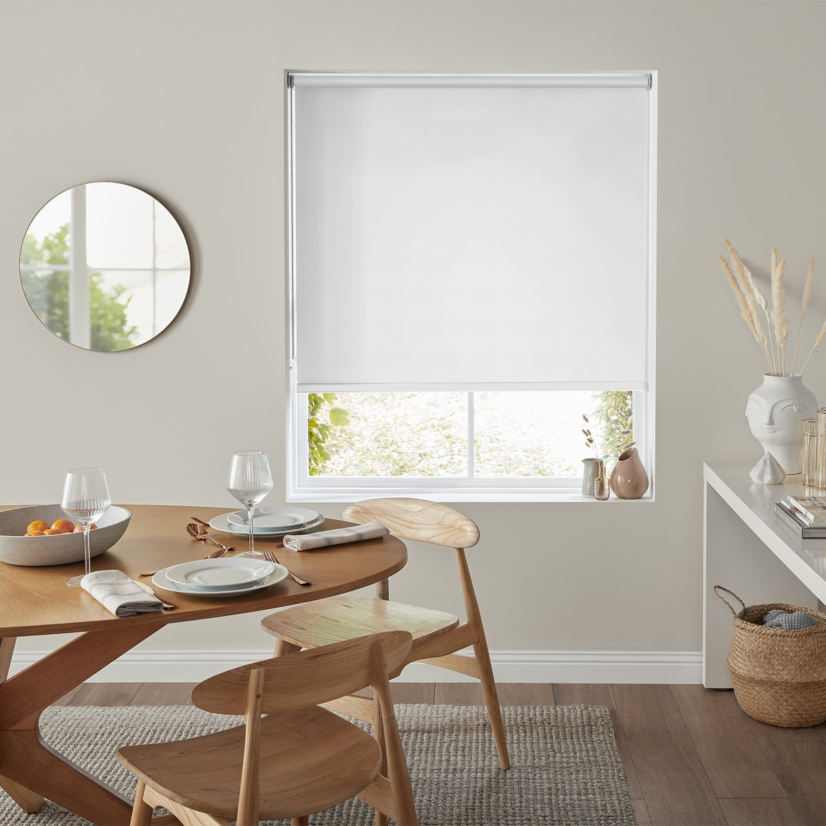 Insta Fit No Drill Iris Blackout White Roller Blinds - Fit in 30 Secs