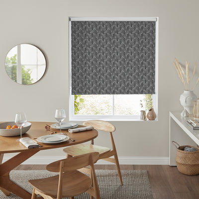 Insta Fit No Drill Simetric Blackout Charcoal Roller Blinds - Fit in 30 Secs