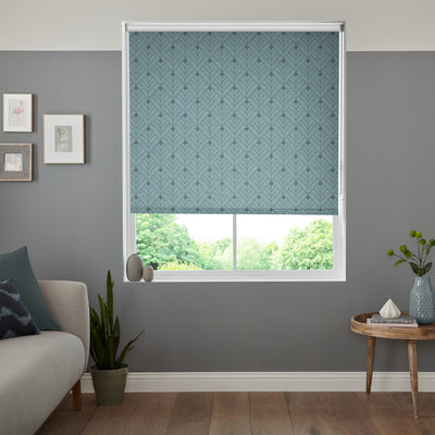 Insta Fit No Drill Yarrow Blackout Aqua Roller Blinds - Fit in 30 Secs