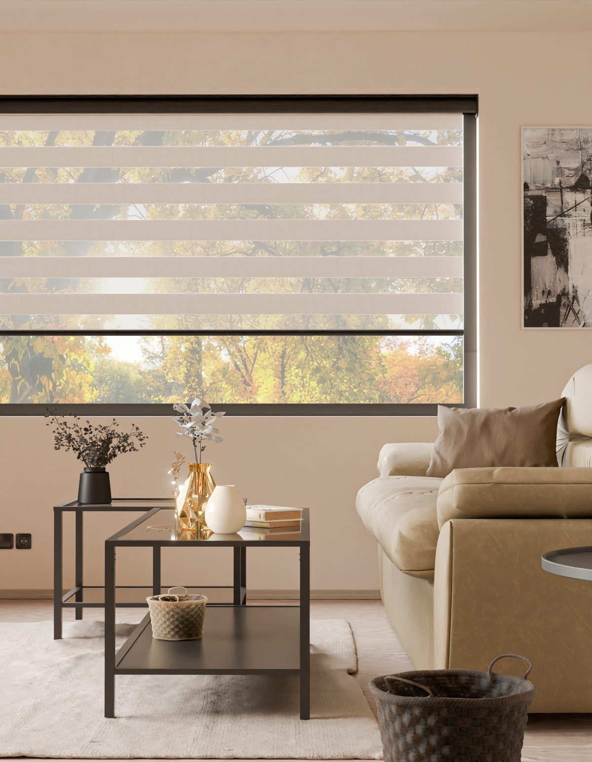 Dimout Rome Cream Motorised Day and Night Blind