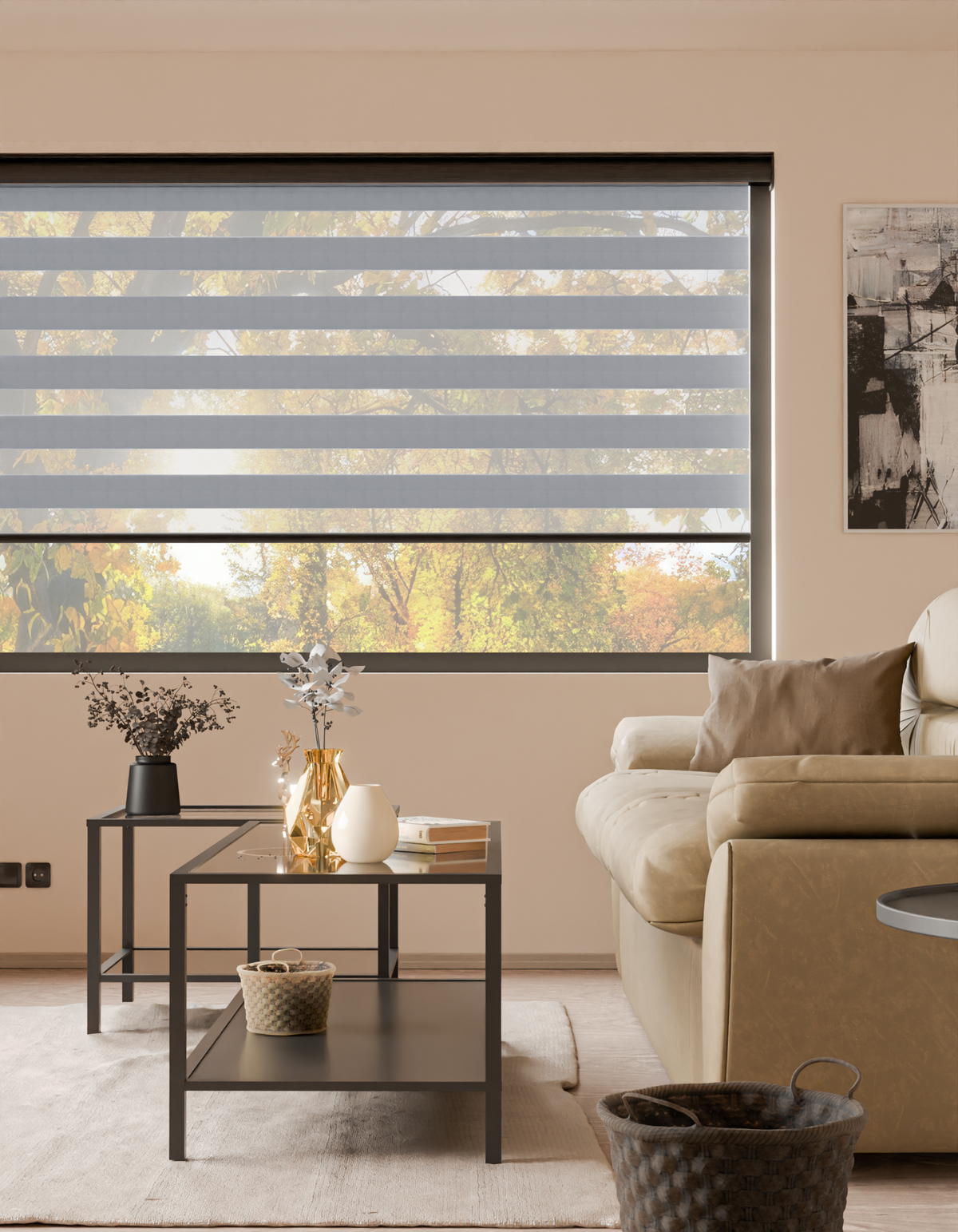 Dimout Rome Silver Motorised Day and Night Blind