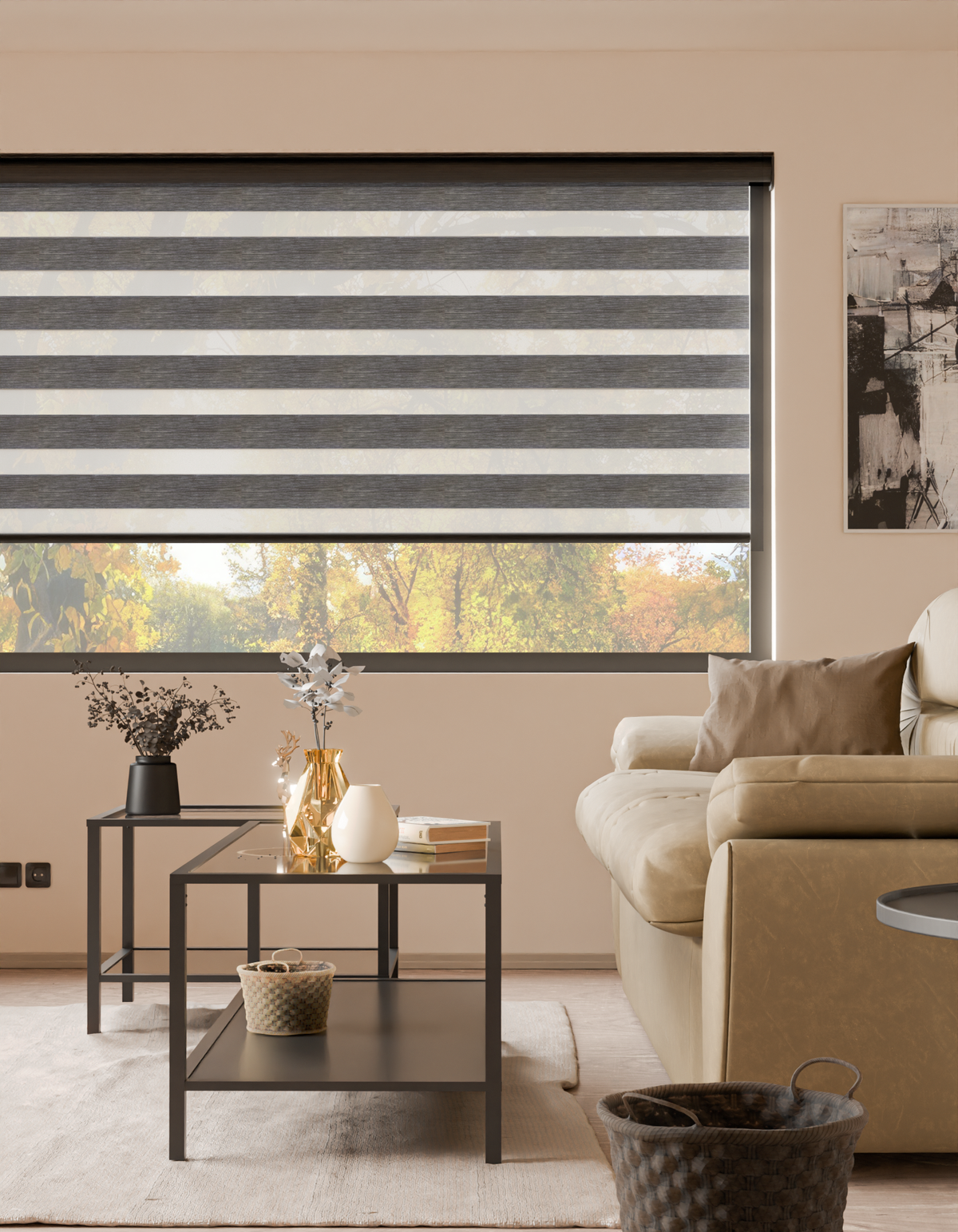 Soft Tracey Black Motorised Day and Night Blinds