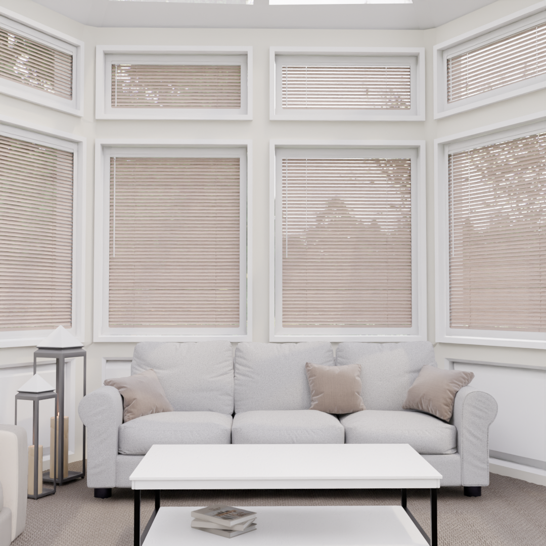 Perfect Fit No Drill Metal Blind - Walnut - 25mm