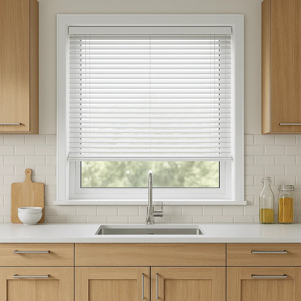 White Shimmer Metal Venetian Blind