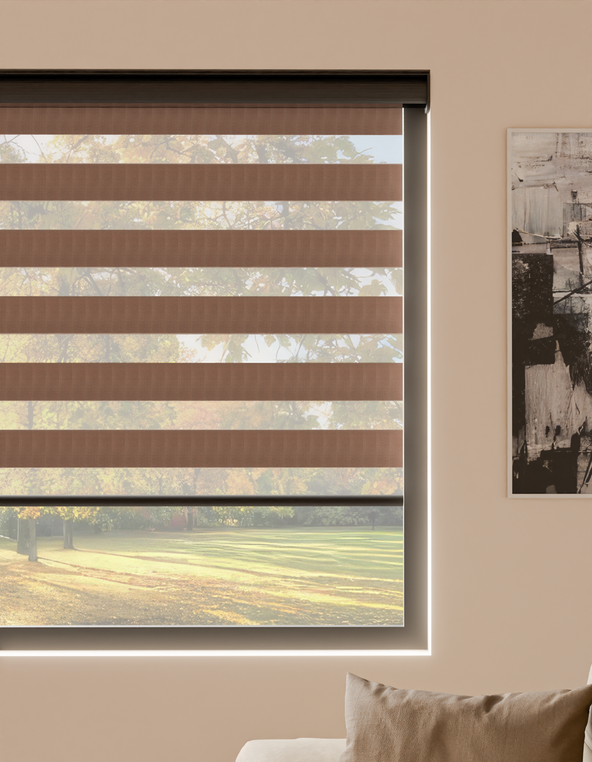 Plain Soft Brown- Day and Night Blinds