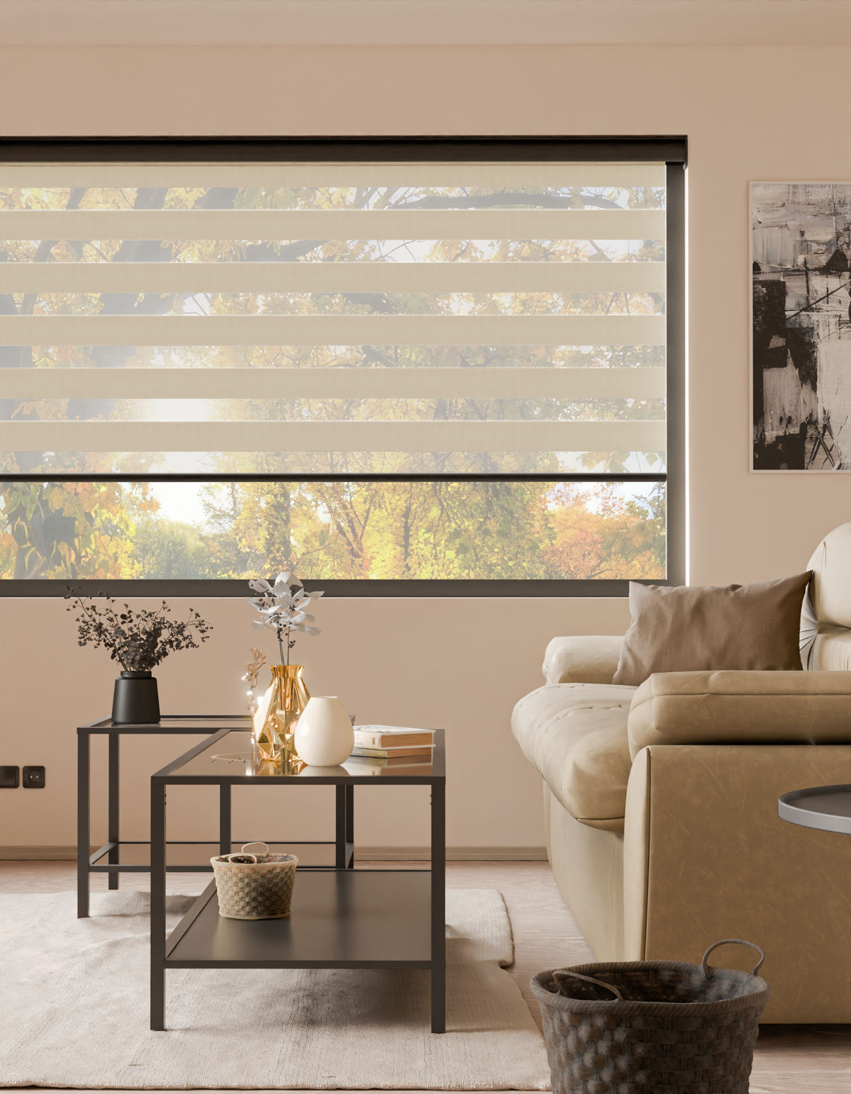 Blackout Plain Soft Cream - Day and Night Blinds