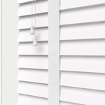 Aquawood White Smooth Faux Wooden Blind With Tape - 50mm
